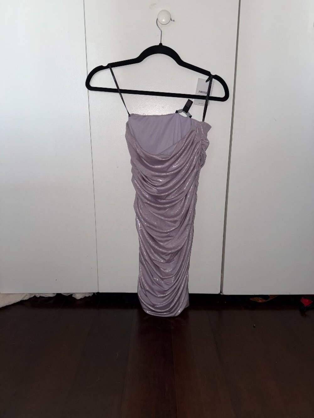 Forever 21 Lilac Shimmer Ruched Dress Medium